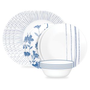 Corelle Botanical Stripes 12-piece Dinnerware Set. Service for 4